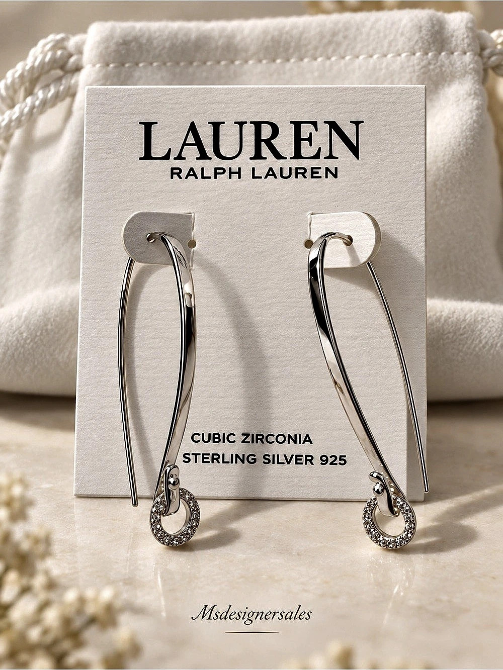 Lauren Ralph Lauren Cubic Zirconia Sterling Silver Earrings NWT